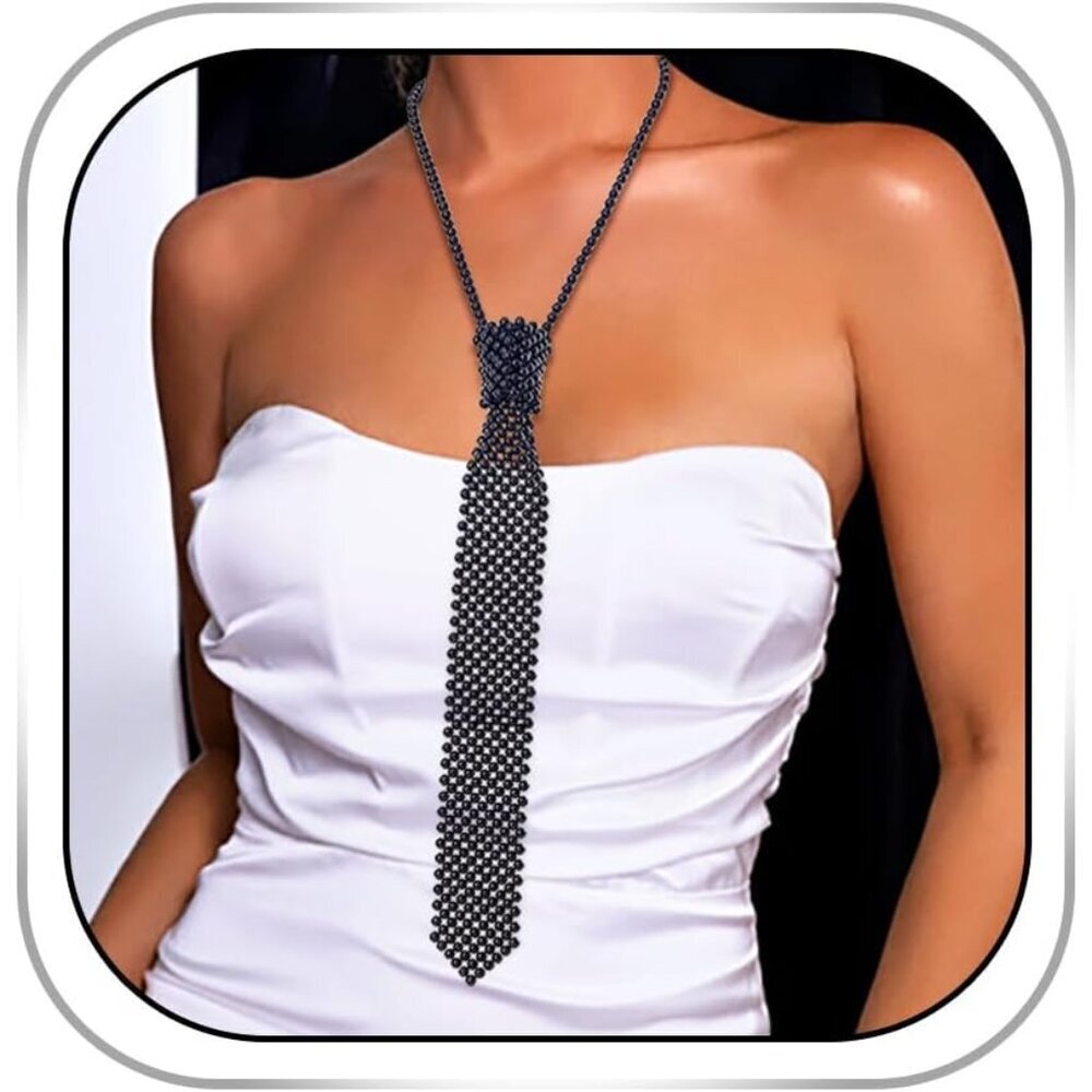 Long Pearl Necklace Zinc Alloy Pearls Adjustable Elegant Jewelry for Women